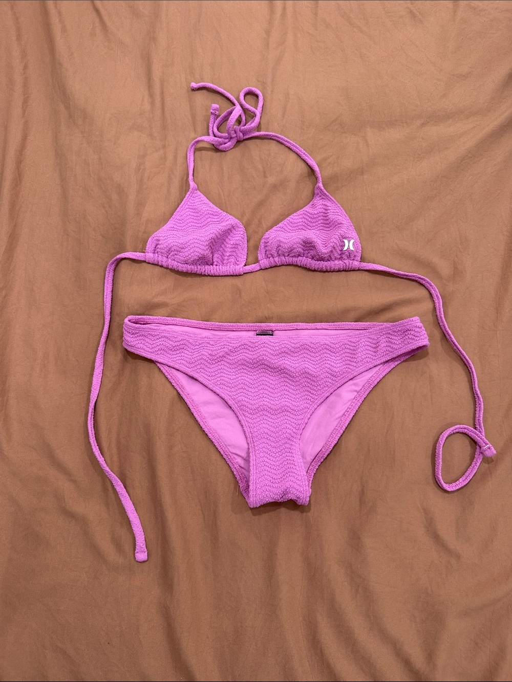 Hurley Lavender Pink Textured Triangle Bikini Set